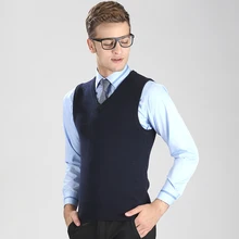 Осенне-зимний однотонный Модный повседневный мужской вязанный кашемировый свитер с v-образным вырезом