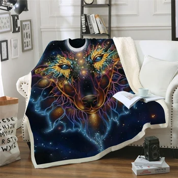 

Yogi Wolf 3D Printed Sherpa Blanket Couch Quilt Cover Youth Travel Bedding Outlet Velvet Plush Throw Fleece Blanket Bedspread