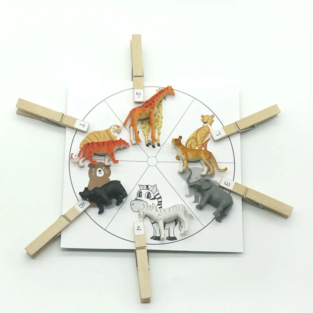 Montessori Animal Cards Clip Set with Tray Words Learning Material Preschool Educational Toys Juguetes Montessori MC0864H