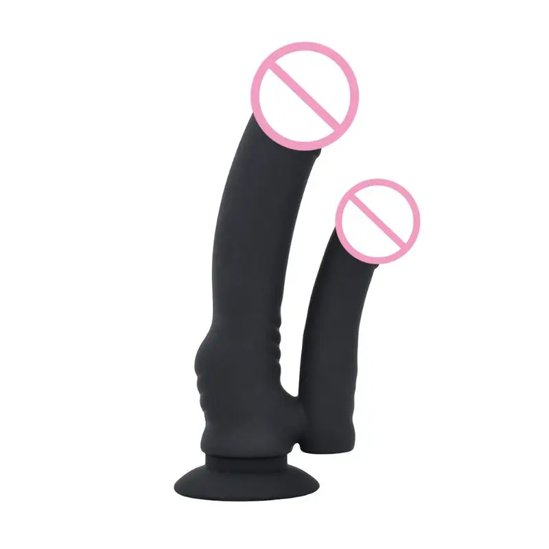 Double Realistic font b Dildo b font Vibration Real Feel Soft Flexible Double Head Massage Sex