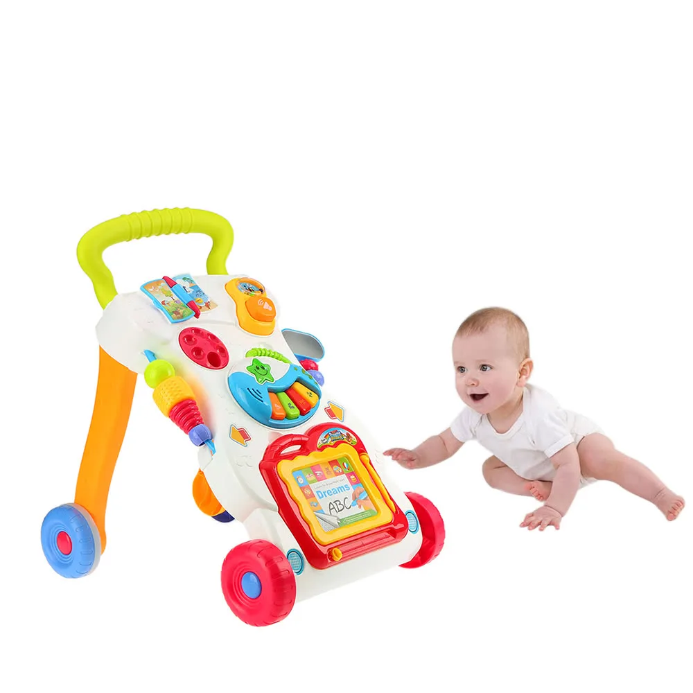 

Multifunctional Baby Walker Toys Toddler Trolley Sit-to-Stand ABS Musical Walker with Adjustable Height for Toddler