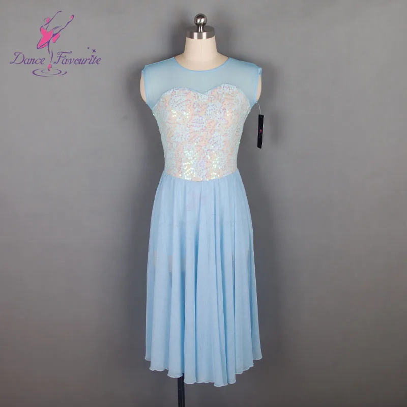 18581 Sequin Lance Bodice with mesh Long Skirt Lyrical Dance Costumes