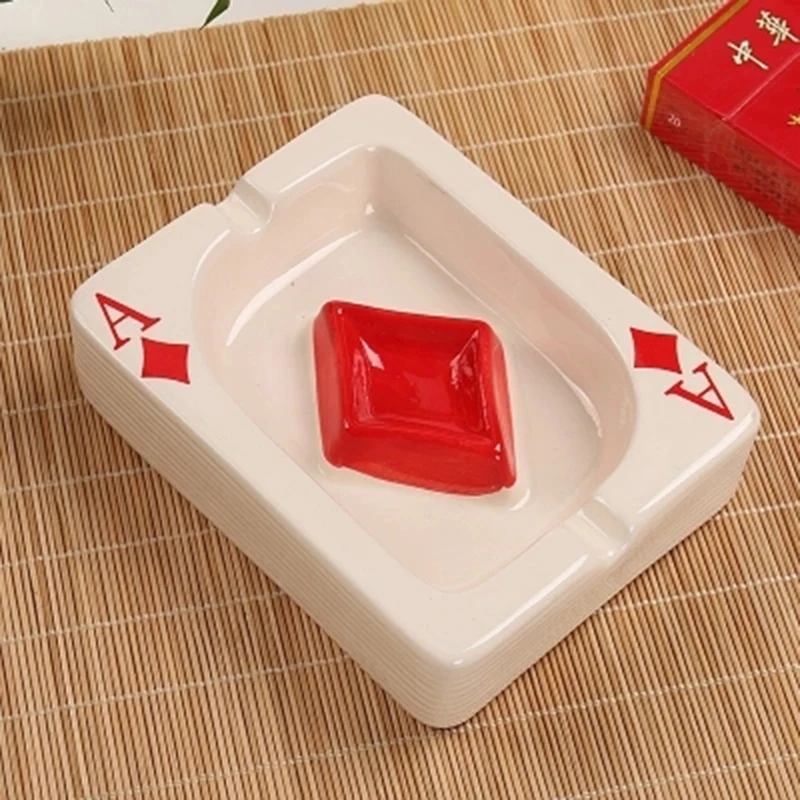 Fashion Mini Poker Style Ceramics Ashtray Living Room Office Bathroom Desk Ashtrays Ash Storage Tray Boxes And Organizer Smoking