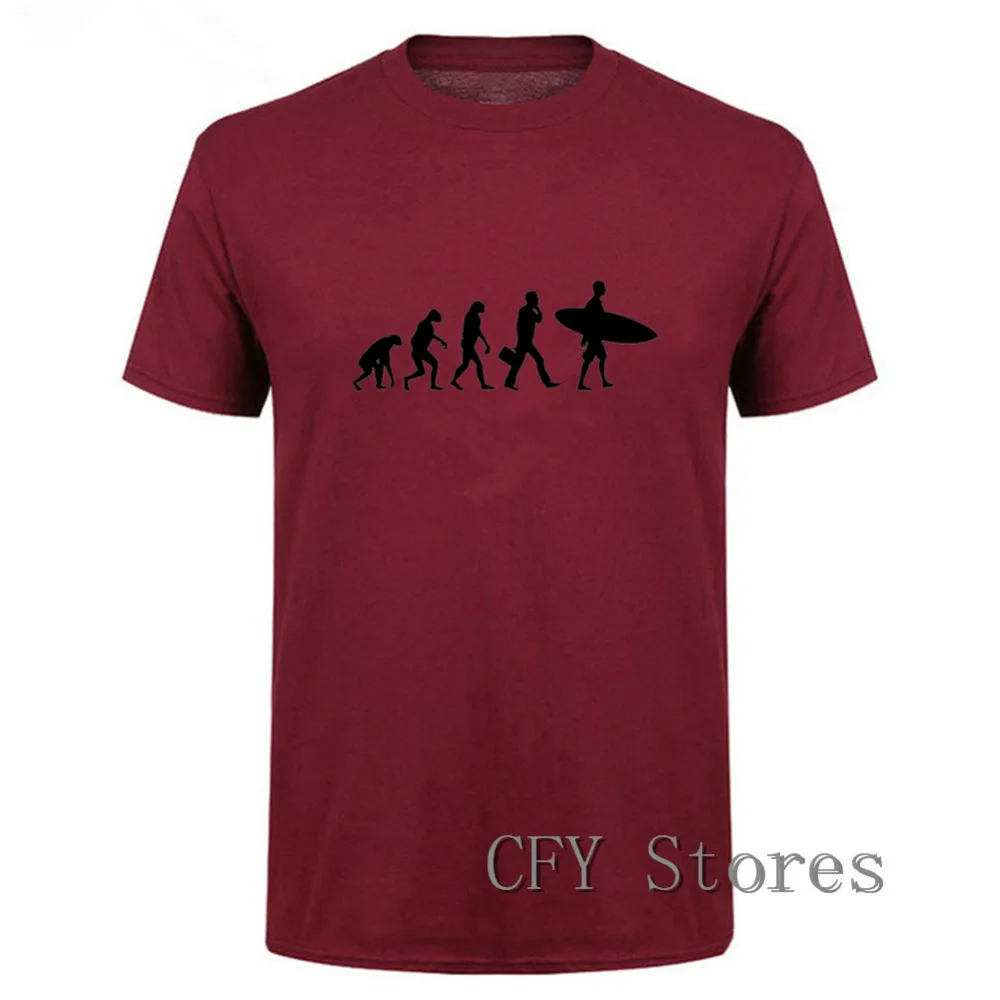 سيرفر تطور T قميص الرجال مضحك نظرية التطور الملابس القصوى ممارسة تصفح قمم 100% القطن تي شيرت
