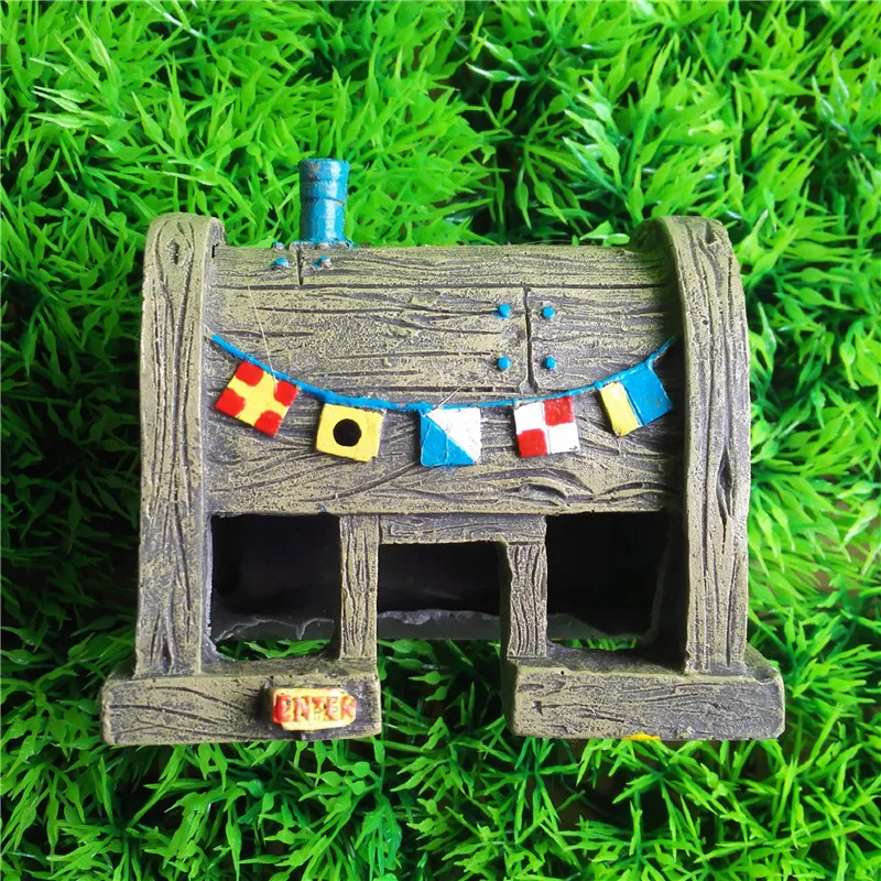 

Resin Treasure Chest House Aquarium Decoration Fish Tank Ornament Shrimp Fish Cave Hiding House Fish Tank Decor