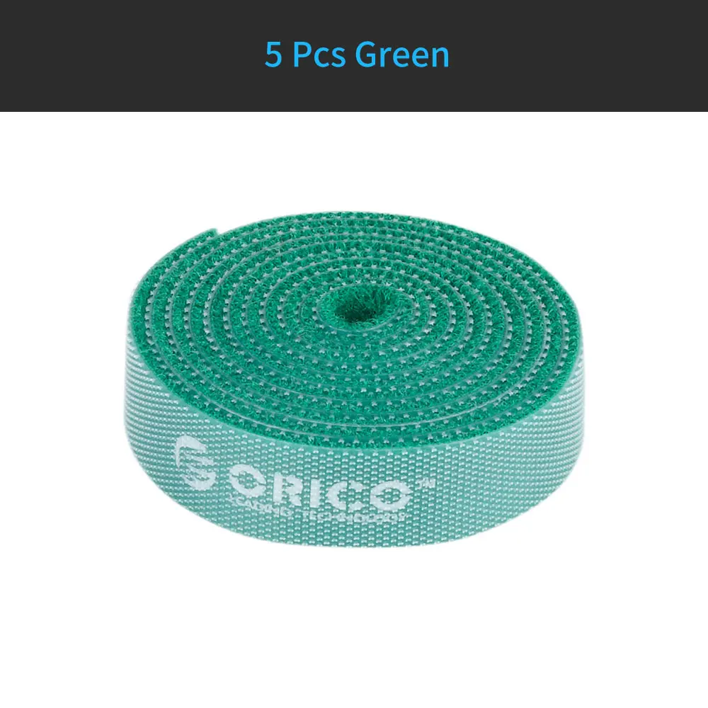 ORICO CBT-5S Кабельный органайзер, держатель кабеля, устройство для сматывания кабеля, 5 шт., нейлоновый кабель, разноцветные Галстуки, этикетка, ленточный провод - Цвет: 5 Pcs Green