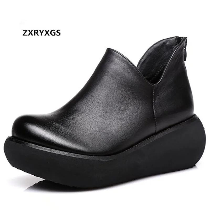 Beste ZXRYXGS Merk Schoenen Platform Wiggen Vrouwen Mode Schoenen Nieuwe 2018 Herfst Elegante Comfort Casual Schoenen Vrouw Echt Lederen Schoenen
