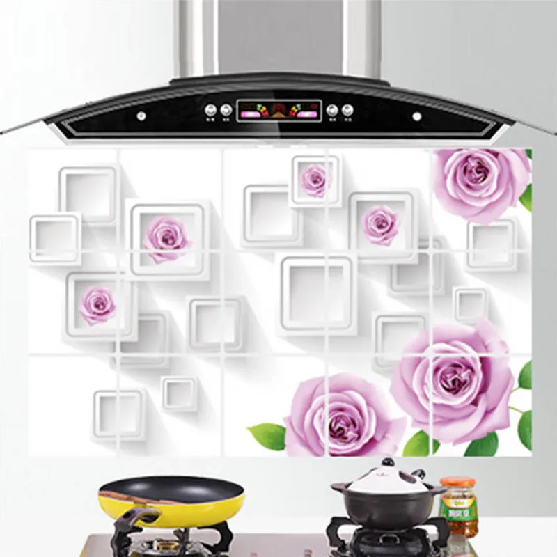 45CM×75CM 3D Kitchen Wall Stickers Tile Door Stickers Kitchen Decoration Waterproof Anti Oil Tinfoil Paper