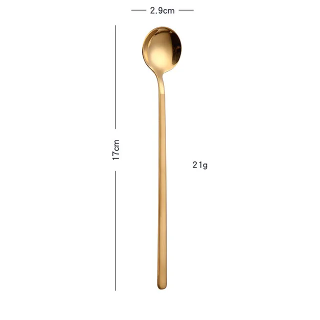 4 Colors Stainless Steel Short Handle Spoon Teaspoon for Coffee Dessert FG