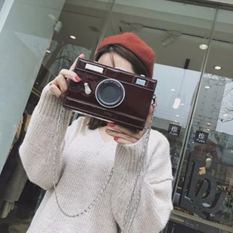 Ins 3d كاميرا سلسلة Crossbody حقيبة بو الجلود مربع حقيبة عارضة المرأة حقيبة حقيبة ساعي حزب مخلب محفظة سيدة اليد حقيبة bolso