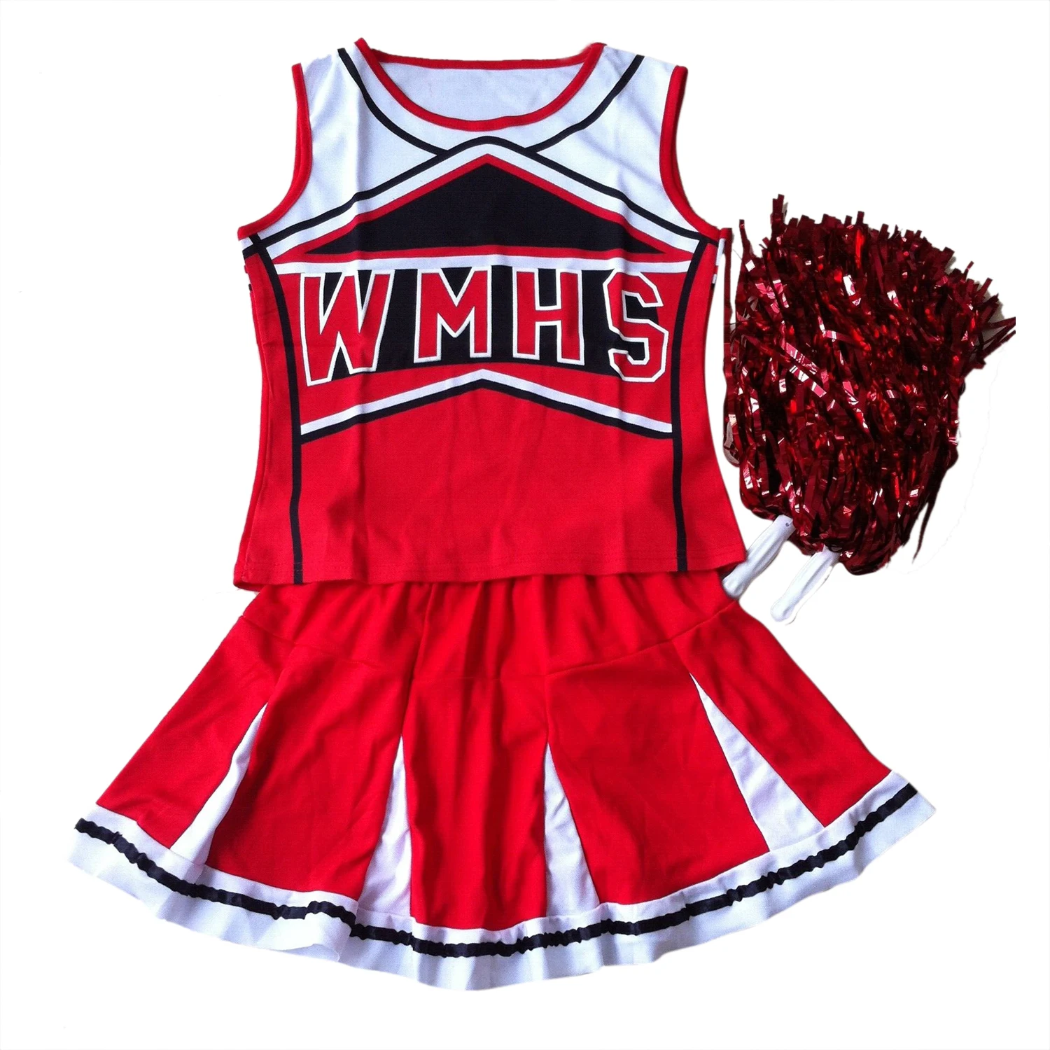 

Size M -- Tank top Petticoat Pom cheerleader cheer leaders M (34-36) 2 piece suit new red costume