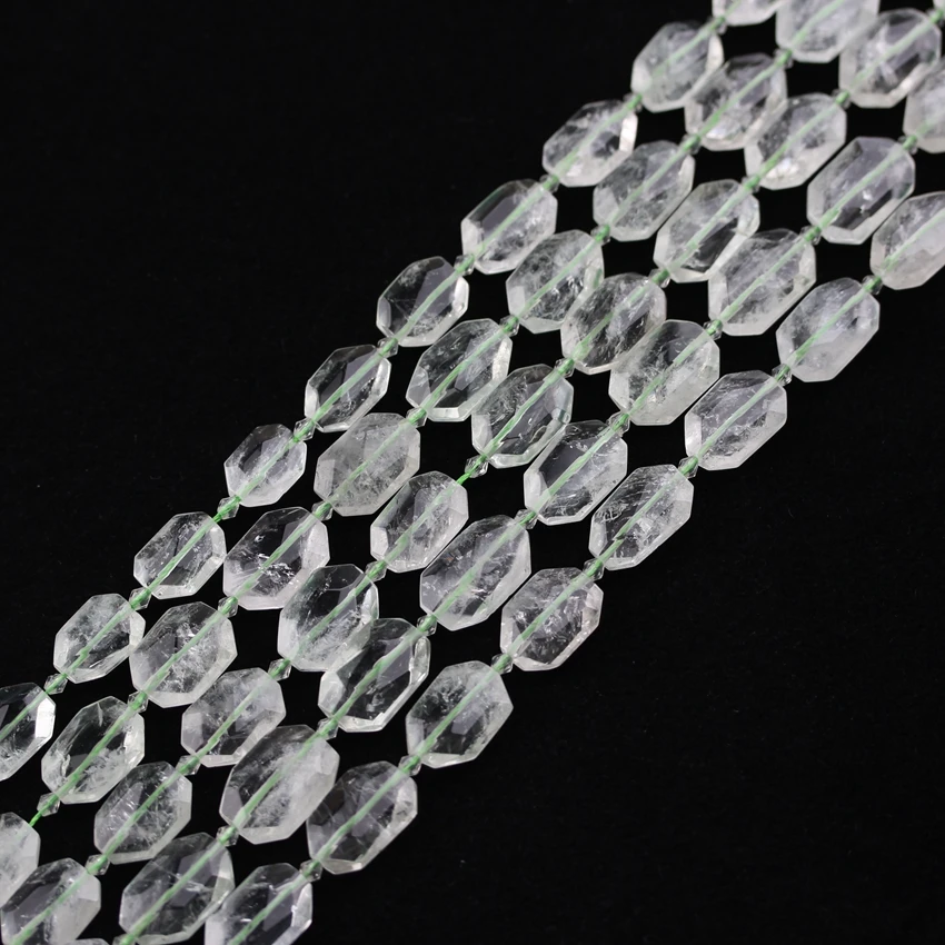 Full strand Faceted Light Green Quartz Stones Slab Loose Beads Pendants