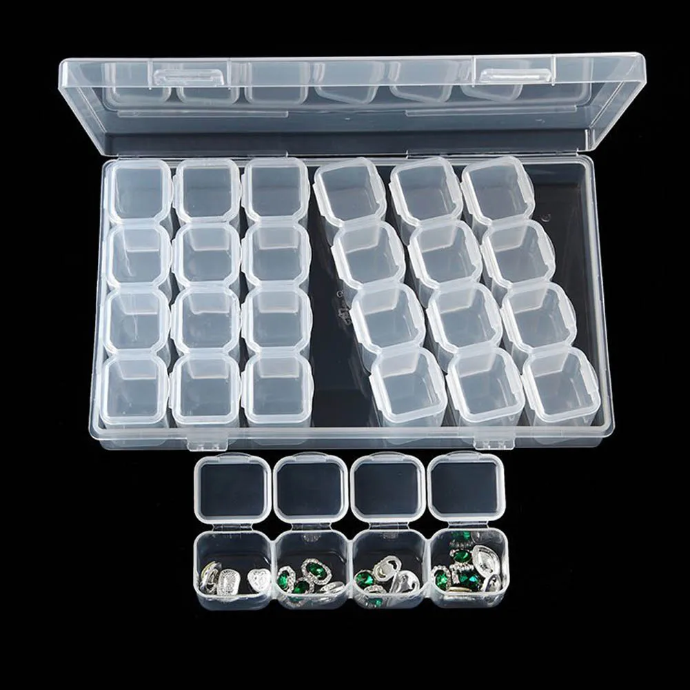 Hot 1PC 28 Grid Removable Empty Nail Decoration Storage Box Case Nails