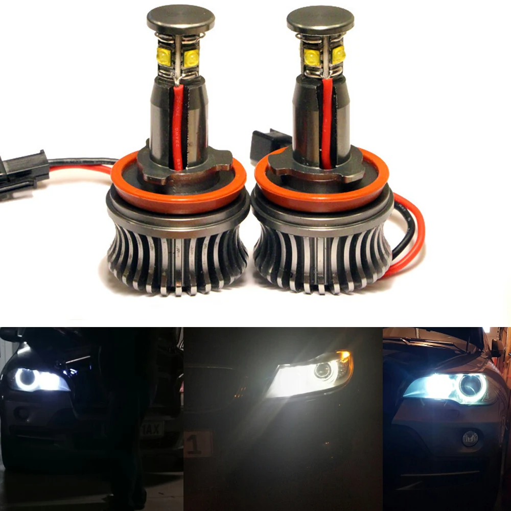 1Set H8 Angel Eyes light 20W Angel Eyes Front Headlight Kit Led H8 Fog Lamp for for BMW X5 E70