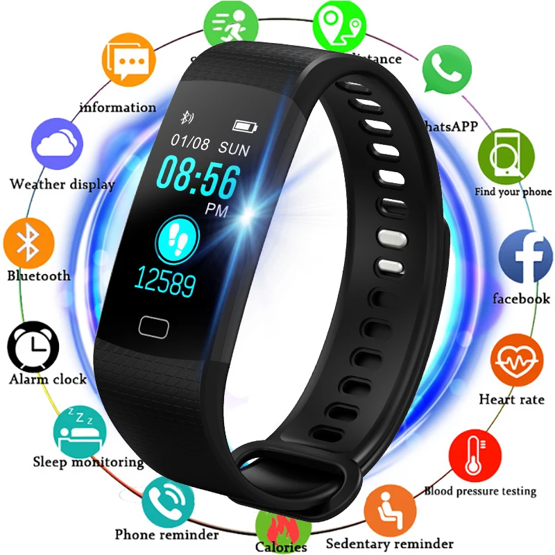 

BANGWEI Smart Bracelet Waterproof ECG Real -time Minitor Dynamic Heart Rate Sport Fitness Wristband Support USB-charge Men Watch