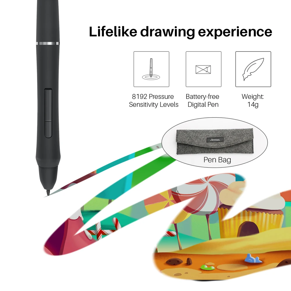US $224.25 Artisul D13S Graphics Drawing Tablet Monitor 8192 Levels 133 inch IPS Digital Graphic Art Tablet with Express Keys and a Dial