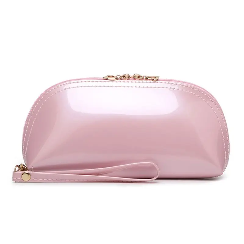 

Travel Cosmetic Bags Leather Wristlet Case Zipper Makeup Bag Pouch Handbag Organizer
