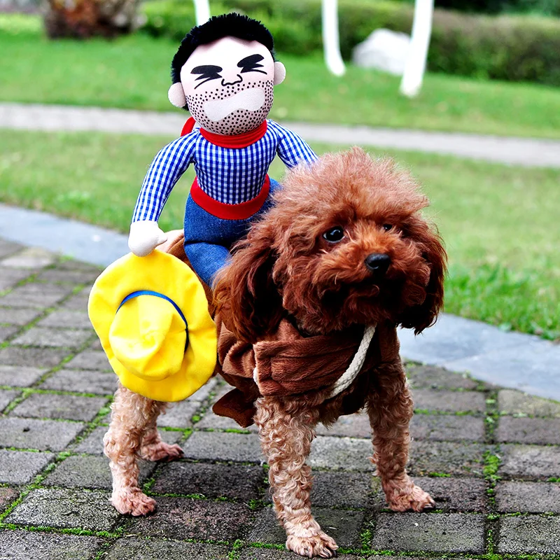 Goede Huisdier Kostuum Huisdier Pak Cowboy Rider Stijl Kleding Met Hoed En Geld Zakken Kleding Nieuwigheid Grappige Halloween Hond Kostuums voor kleine