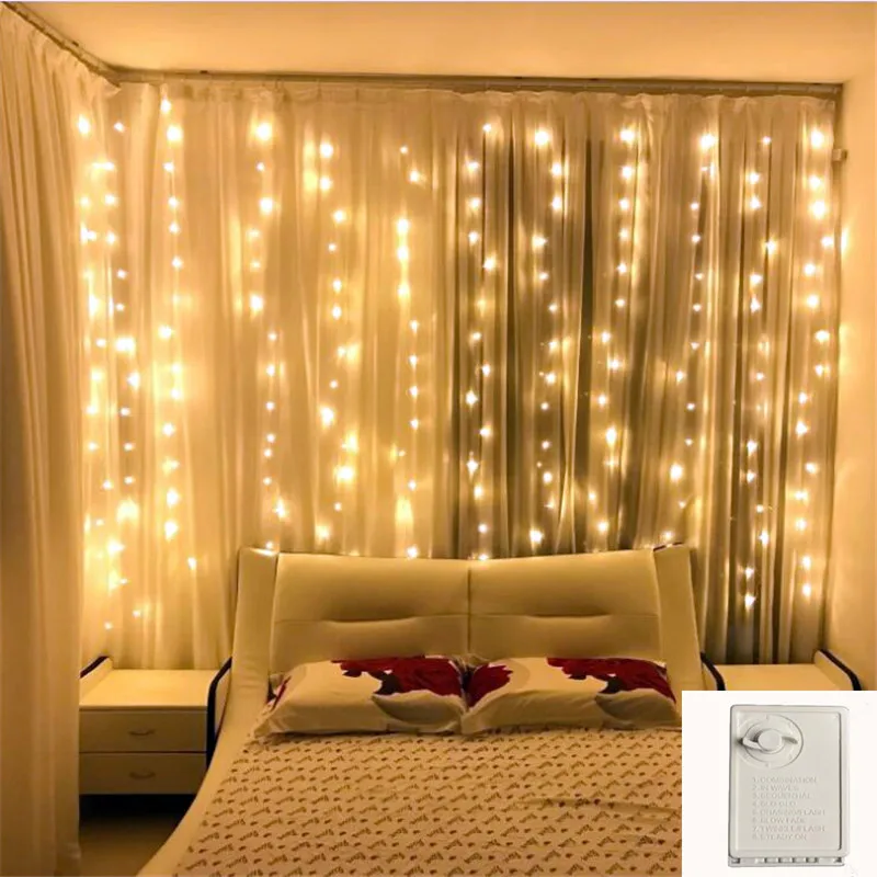 

6*3M Memory Control Curtain Fairy Lights Christmas Lights 600LED String Lights Garland Party Garden Street Wedding Decor