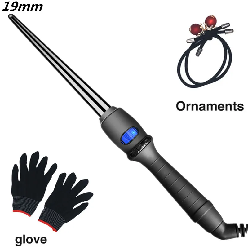 ЖК-моноконусные бигуди для волос с роговыми головками груша электрическая волновая Плойка для завивки не повреждает катушки генерации энергии - Цвет: 19mm