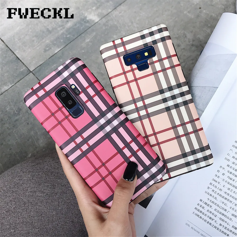 

Luxury Design Lattice Pattern Vintage Grid Phone Case For Samsung Galaxy Note 8 9 S8 S9 Plus Soft IMD Silicon Back Cover Coque