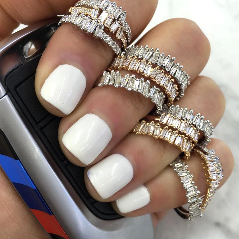 

2018 New Fashion White Gold Color Adjustable Open Rings For Woman T shape Micro Paved Zircon Fashion Jewelry For Female CRP2003