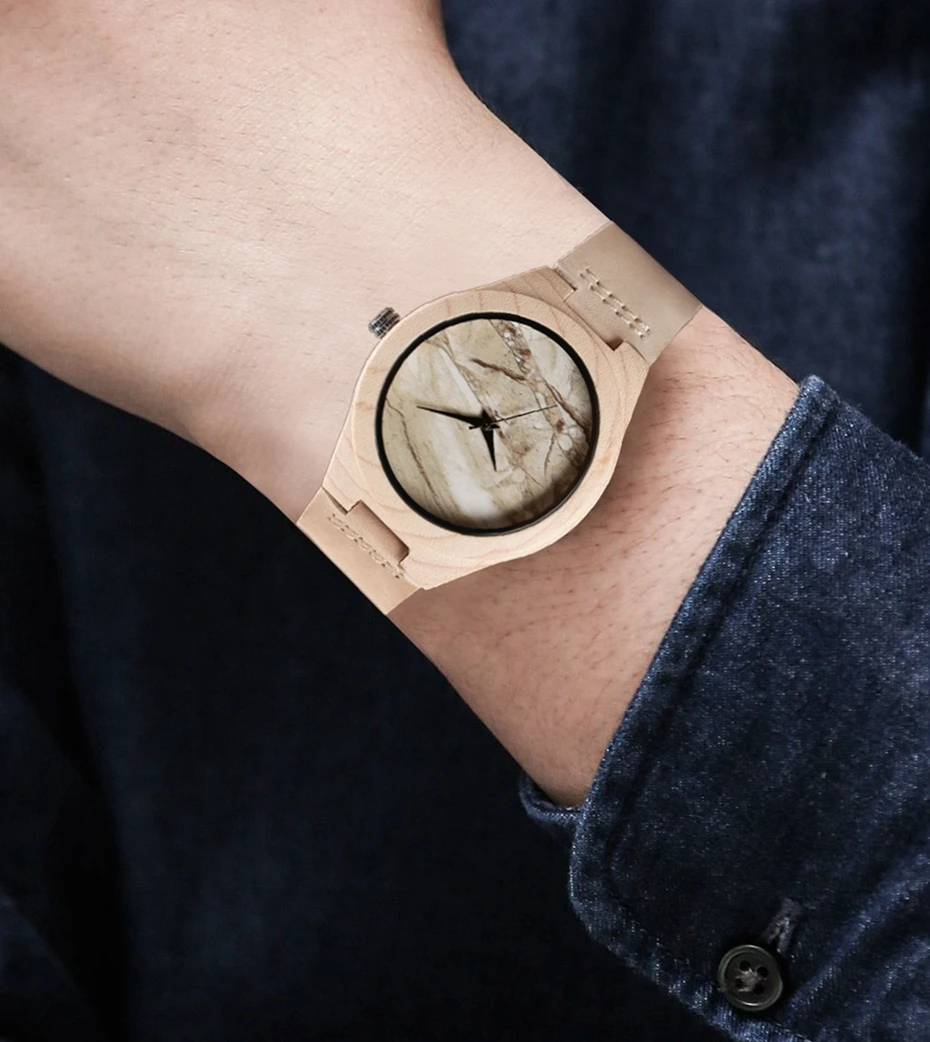 Marble Pattern Face Art Wooden Watch Minimalist Analog Style Natural Bamboo Clock Men and Women Quartz Sport Reloj de madera NEW 2017 (15)