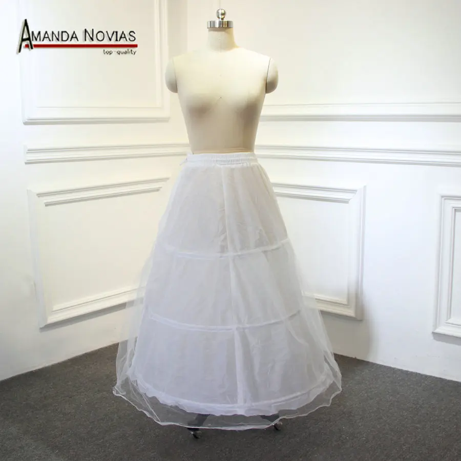 

3 HOOP A-line BONE FULL CRINOLINE PETTICOAT WEDDING SKIRT SLIP NEW Length 75cm