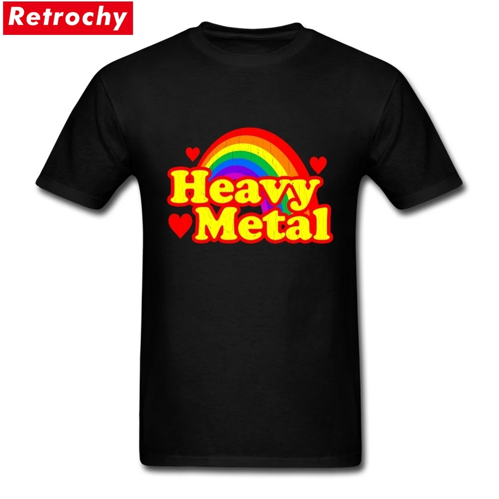 Custom T Shirts Online Funny Heavy Metal Rainbow Men Photo Short Sleeve Cotton Tees Shirt Big Size