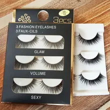 3D норковые полоски с ресницами, толстый крест, 3 пары натуральных накладных ресниц, 3D ресницы для наращивания, набор для завивки ресниц