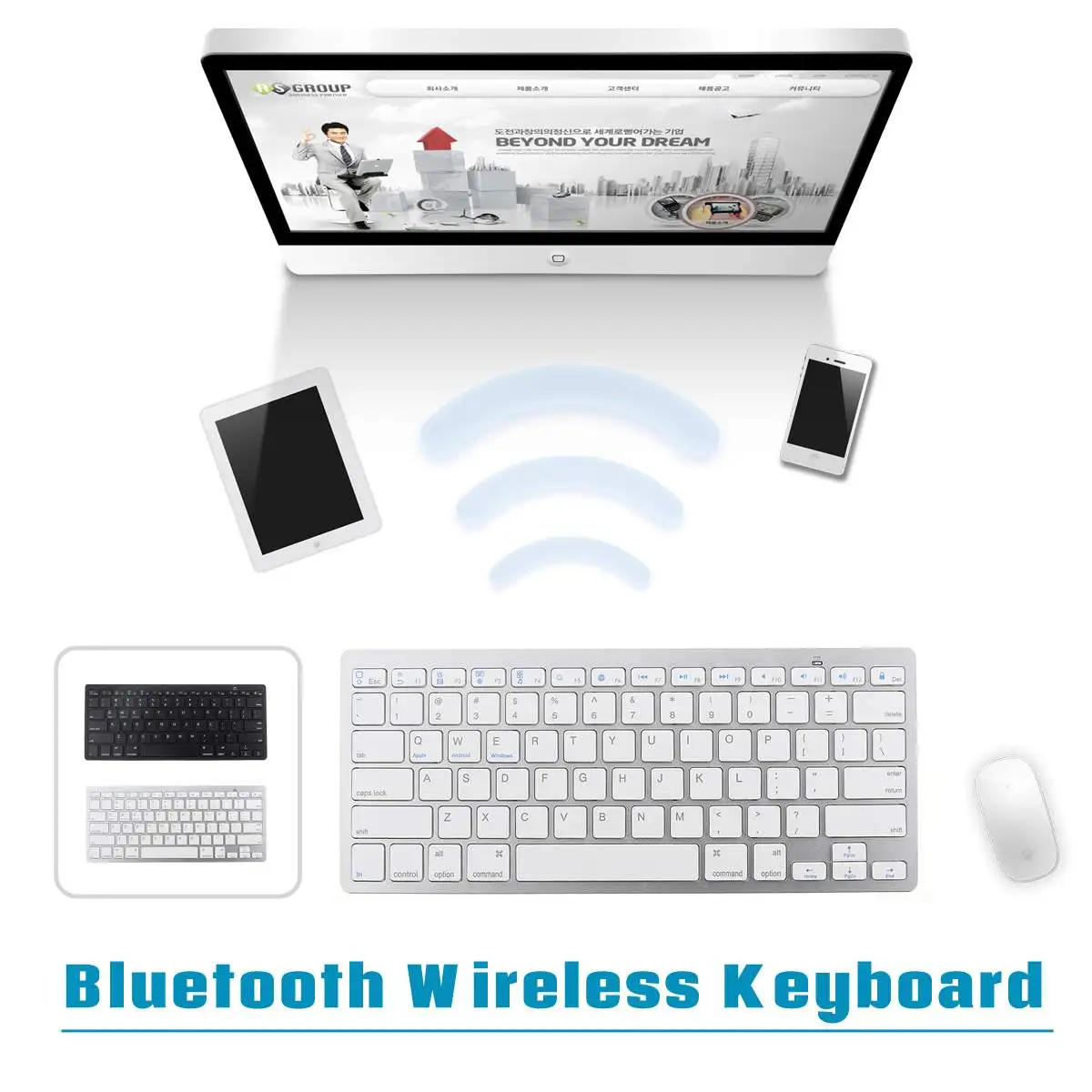 Ultra-Slim Bluetooth wireless keyboard for iPhone 11 Pro for iPad Android Tablet PC Phone and other Bluetooth enabled devices