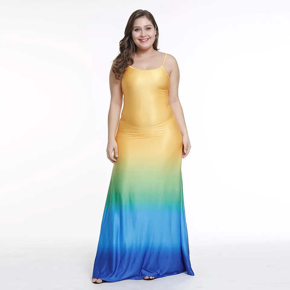 

Tank Sexy Beach Long Maxi Dress Print Bodycon Dress Color Washlight Summer Dress Women Plus Size S M L XL XXL XXXL 4XL 5XL