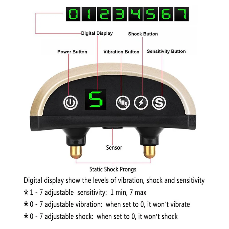 Водонепроницаемый перезаряжаемый ошейник для собак с защитой от лай, регулируемый 7 уровней чувствительности, вибрирующий Стоп лай, тренировочные ошейники для собак
