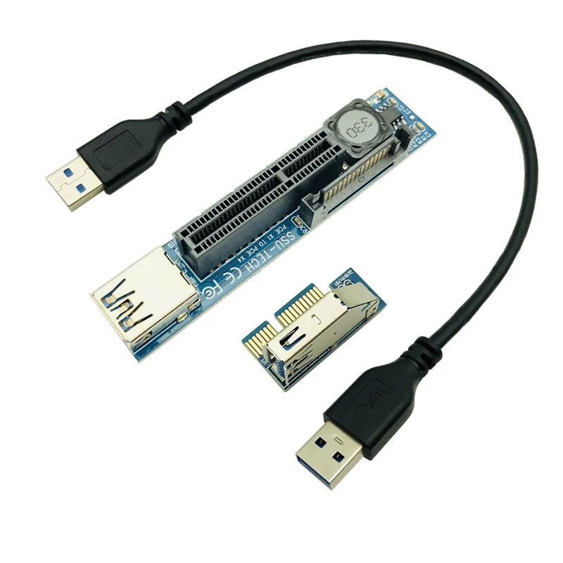 Добавить на карту PCI Express USB 3,0 адаптер Raiser удлинитель PCIE Riser Card USB 3,0 PCI-E SATA PCI E Riser PCI Express X1 в X4 слот - Цвет: Синий