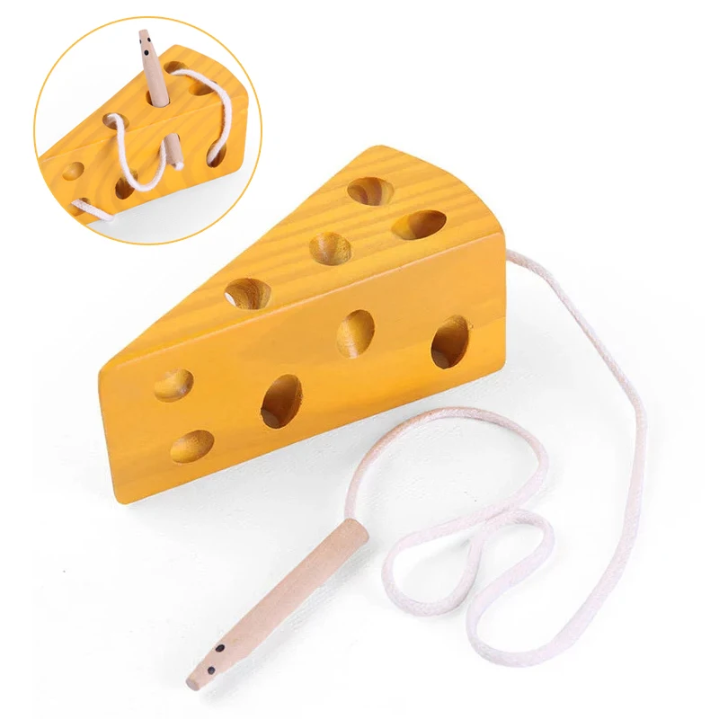 

High quality Baby Kindergarten Mouse Thread Cheese Plaything Early Learning Education Toys Montessori Teaching Math Toy for baby