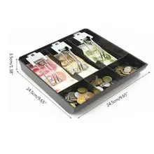 6 сетки черный пластик Монета коробка для хранения денег банкнот лоток Органайзер с 3 съемными металлическими зажимами