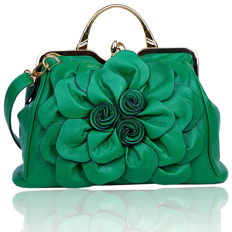 

2018 pu Leather Rose Flower Women Handbag Fashion Women Crossbody bag Shoulder Bag colorful ladies evening bag