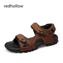 Мужские сандалии; Летняя обувь из натуральной кожи; модные пляжные сандали для досуга; мужские кожаные сандалии размера плюс 38-48
