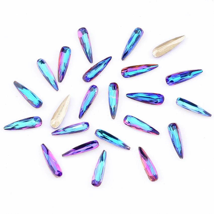 

10pcs Glass Back pointed rain drop crystal nail rhinestones strass nail art decorations stones charms nageldesign dekor YHA158
