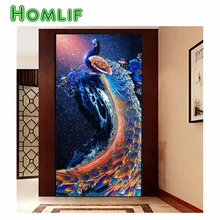 5d diy заказной набор для картин из алмазов eigen foto Синий Павлин полный квадратный стежок Алмазная вышивка мозаика подарки