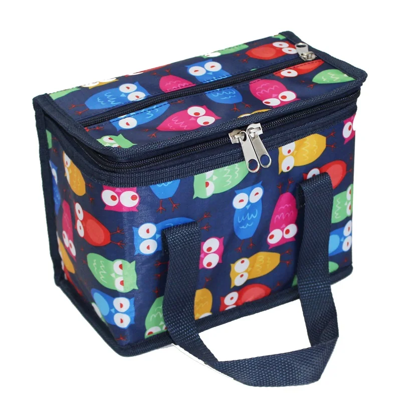 TEAMOOK, 4 модели, переносная сумка Оксфорд для обеда, термоизолированная Ланч-бокс, сумки для еды, пикника, ланча для женщин, детей, сумка-холодильник - Цвет: blue  owl