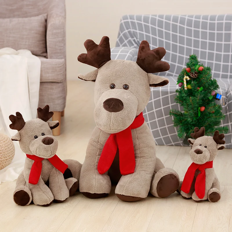 Новая мягкая игрушка олень, креативный красный шарф, плюшевый олень, кукла, детская игрушка, подарок на Рождество, год