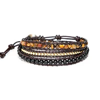 New Unique Mixed Natural Stones Charm 5 Strands Wrap Bracelets for women Handmade Boho Bracelet Leather Bracelet gift jewelry