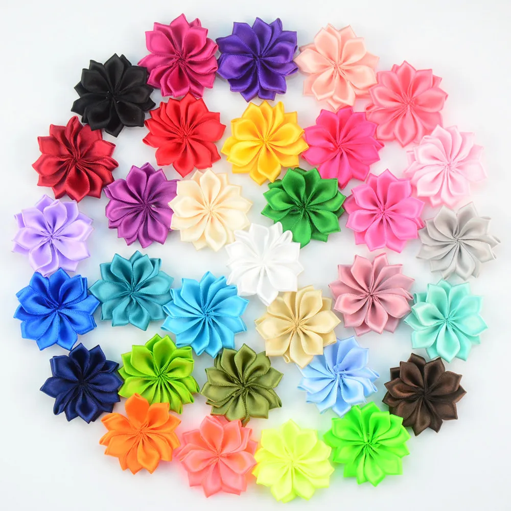 120pc/30 colors Wholesale Mini Satin Flowers Satin Rosettes Headband ...