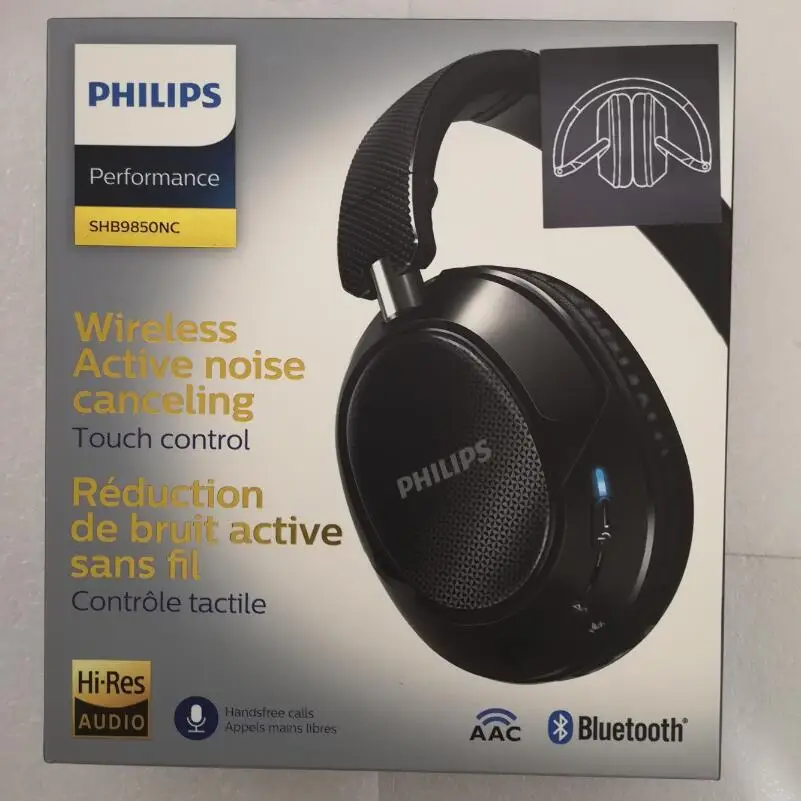 Оригинальные беспроводные bluetooth-наушники Philips SHB9850 с функцией активного шумоподавления, NFC гарнитура с микрофоном, официальная проверка