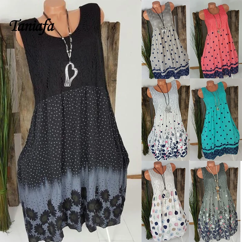 

New Summer Women Sleeveless Printed Loose Sexy Dresses Sundress Plus Size Evening Party Boho Dress vestidos