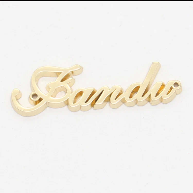 

Custom Rectangle With Two Holes Sewing Engraved Logo Label Metal Plate Clothing Tags Metal For Clothes