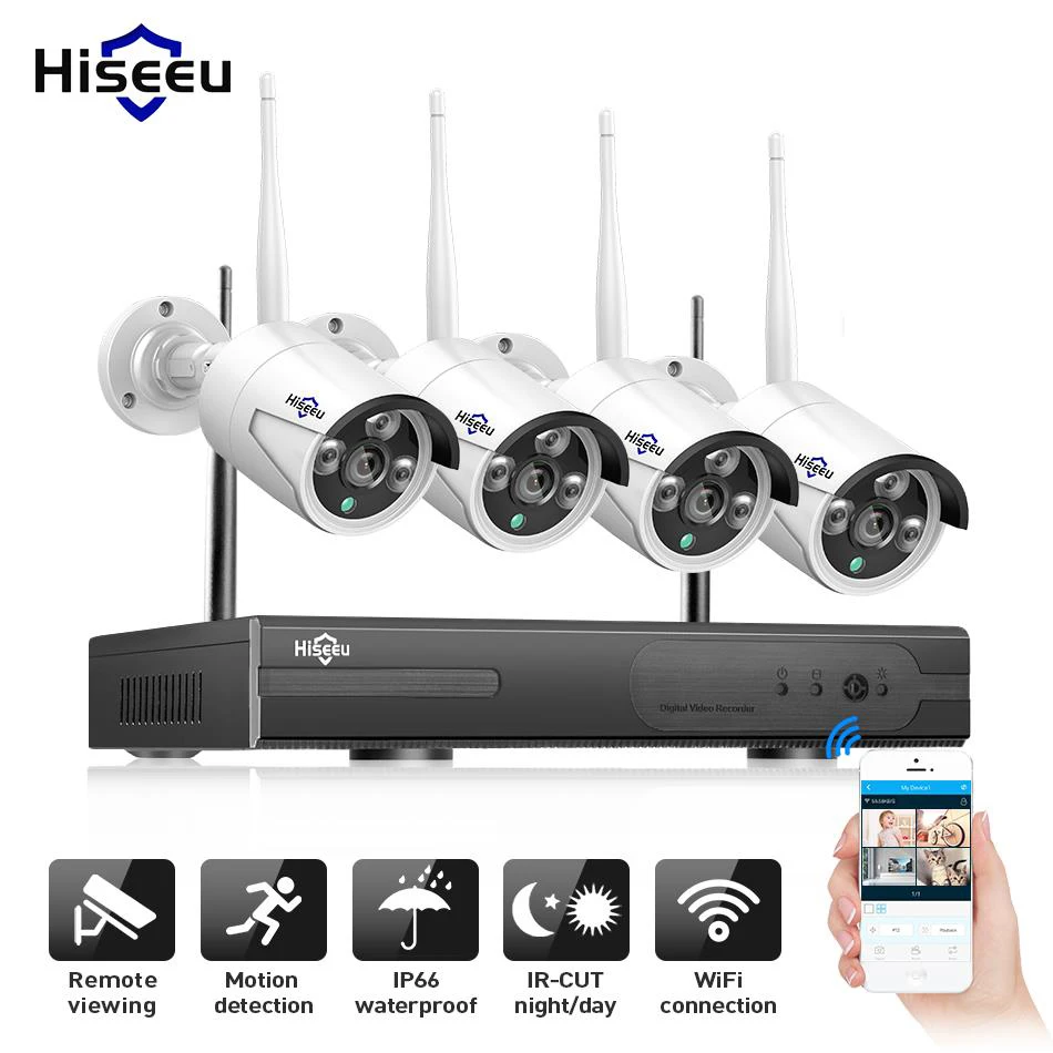 Hiseeu Беспроводной CCTV Камера Системы 960 P 4ch 1.3MP ip камера для записи видео по сети