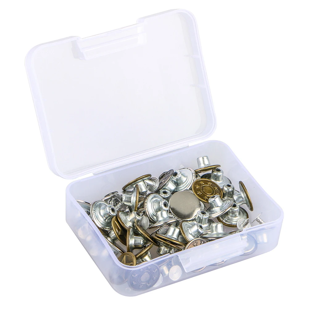 

50pcs/set Jeans Button Replacement Kit Practical For Sewing Pants Assorted 17mm Tack Round Durable Repair 5 Styles Metal