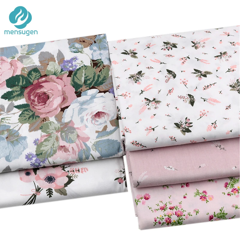 100% Cotton Flower Fabrics Quliting Patchwork Cloth Scrapbook Material Doll Dresses Sewing Cloth Mensugen 5pcs/lot 40cm*50cm